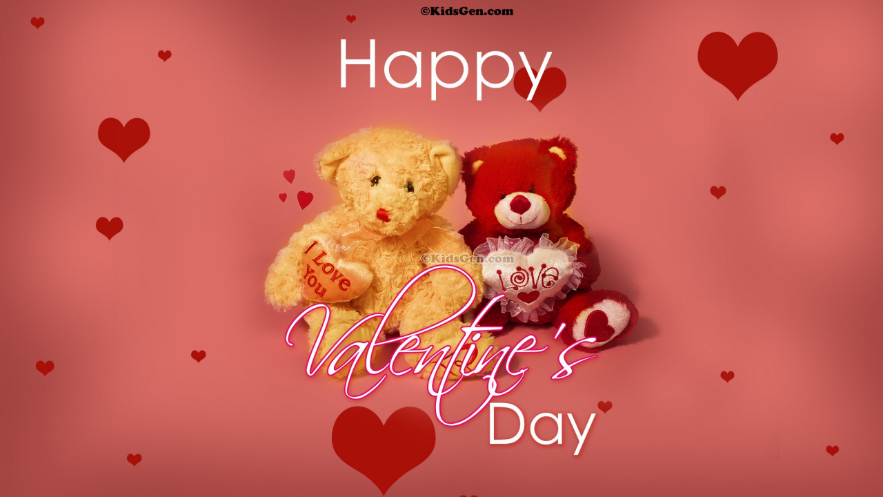 le Jour de Valentines, Nounours, Cœur, Amour, Texte. Wallpaper in 1280x720 Resolution