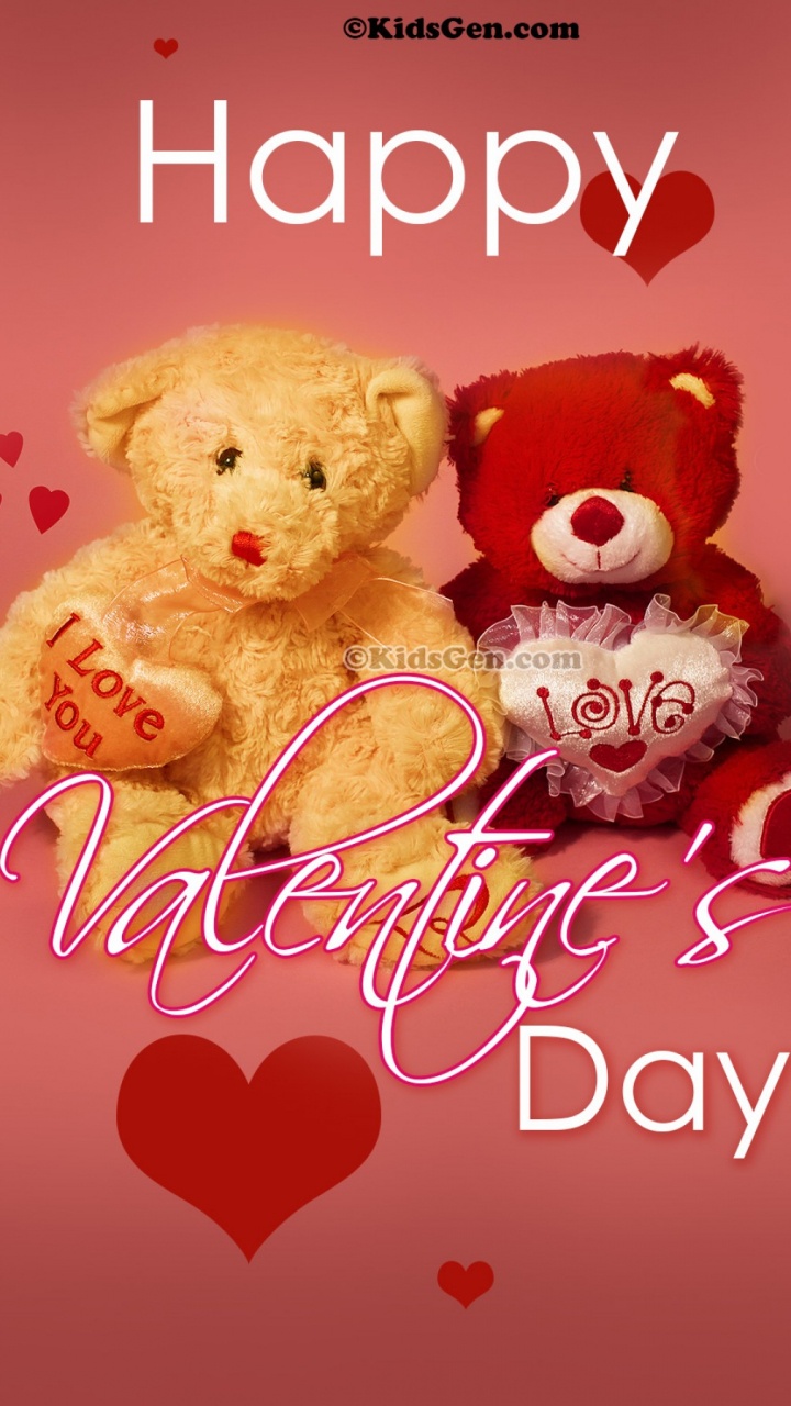 le Jour de Valentines, Nounours, Cœur, Amour, Texte. Wallpaper in 720x1280 Resolution