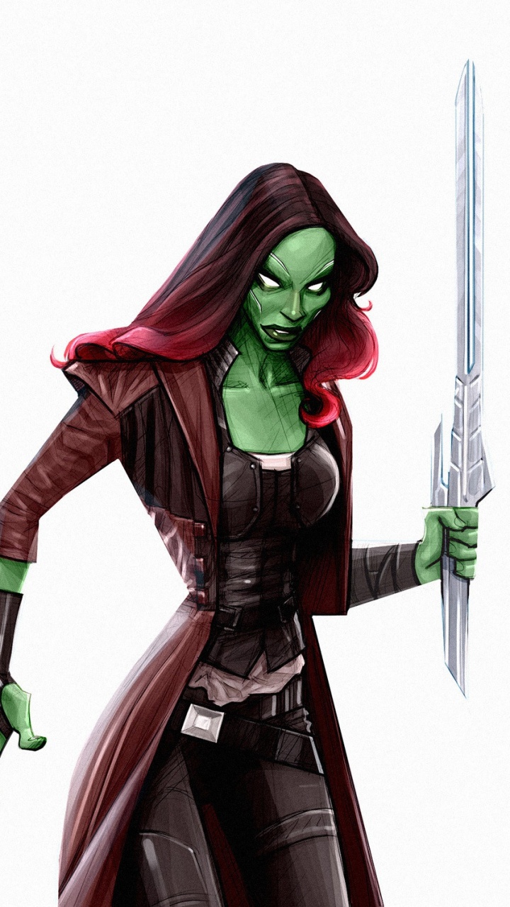 Frau in Roten Haaren Mit Schwert Anime Charakter. Wallpaper in 720x1280 Resolution