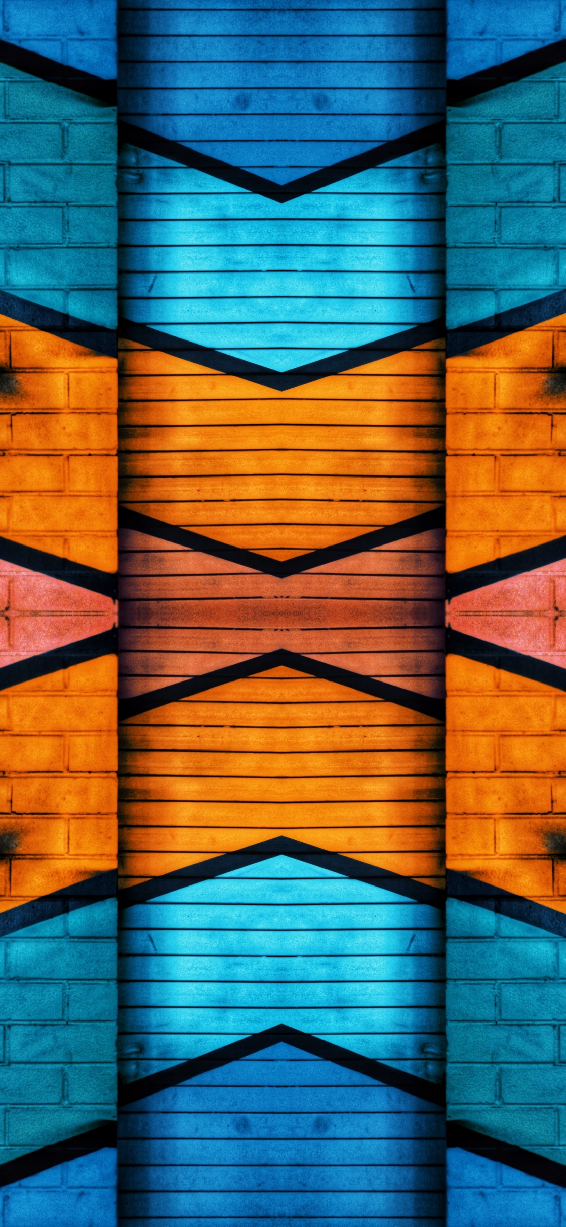 Blue and Yellow Abstract Painting. Wallpaper in 1125x2436 Resolution