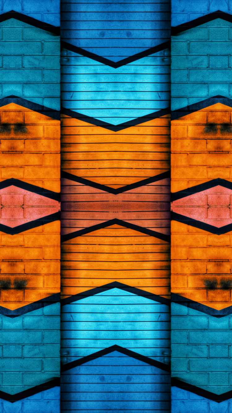 Blue and Yellow Abstract Painting. Wallpaper in 750x1334 Resolution