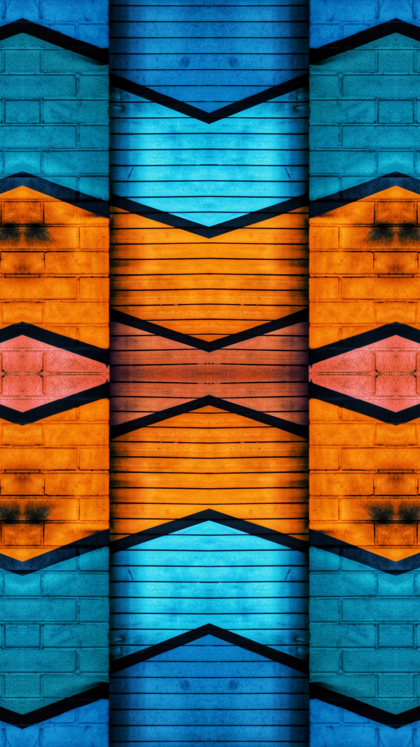 Blaue Und Gelbe Abstrakte Malerei. Wallpaper in 1440x2560 Resolution