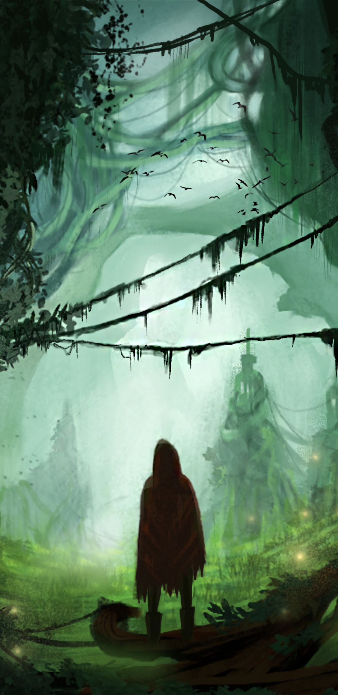 Femme en Robe Rouge Debout Sur L'herbe Verte. Wallpaper in 1440x2960 Resolution