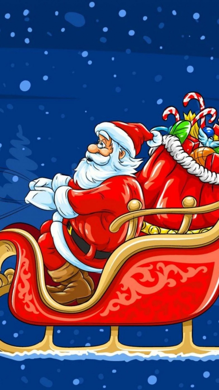 Santa Claus, Le Jour De Noël, Renne, Illustration, Art. Wallpaper in 720x1280 Resolution