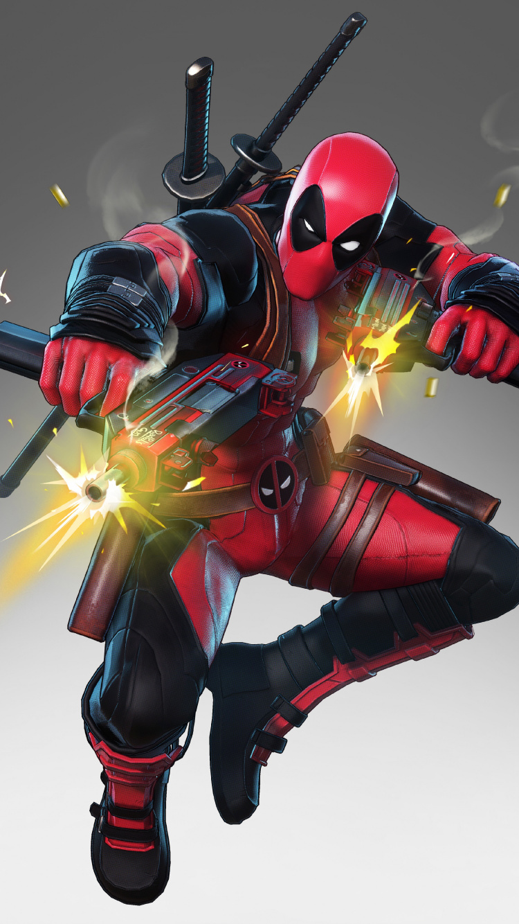 Deadpool, Marvel Ultimate Alliance, Superhero, Mecha, Carmine. Wallpaper in 750x1334 Resolution
