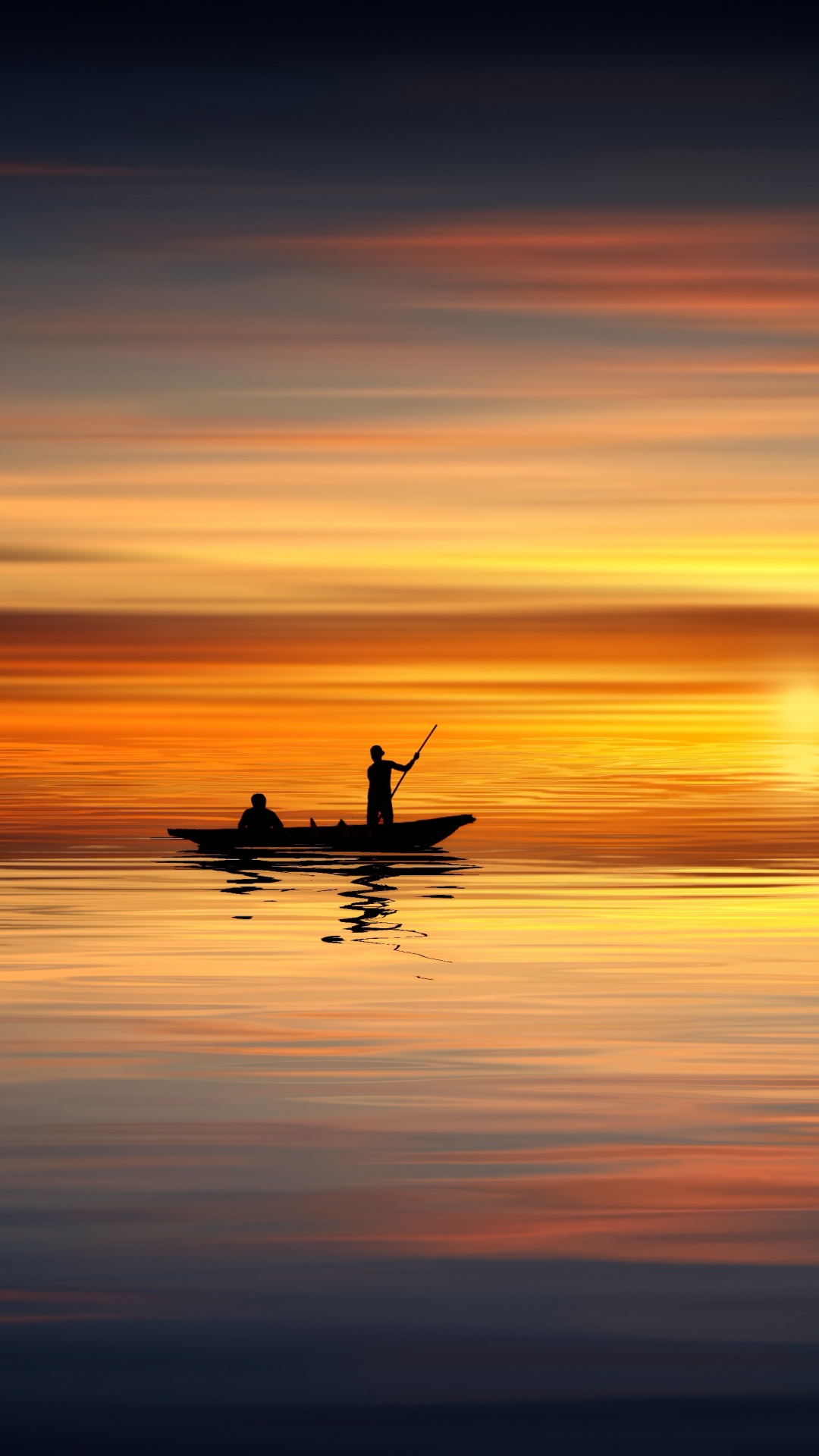 Bateau, Horizon, Lever, Réflexion, Calme. Wallpaper in 1080x1920 Resolution