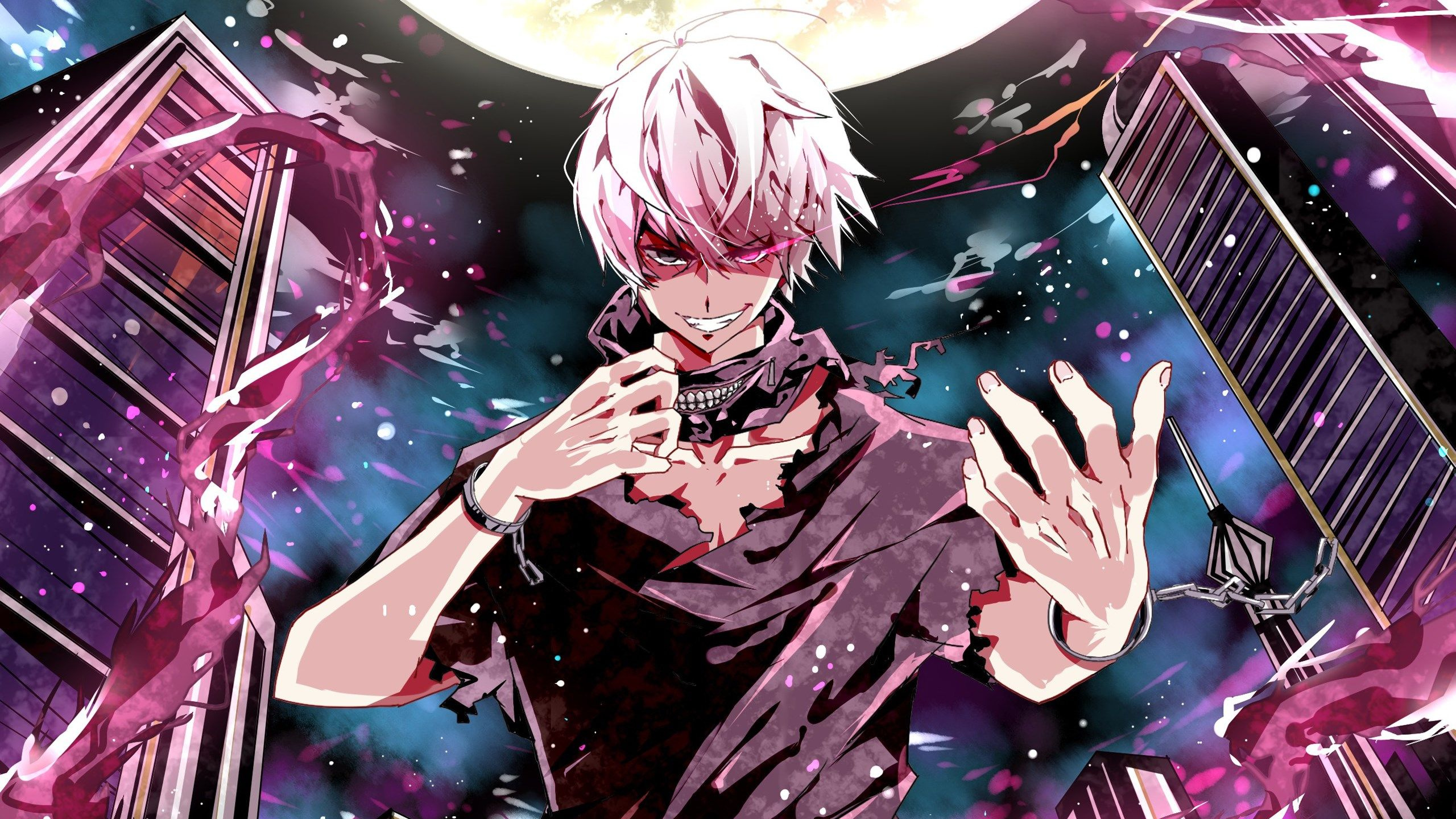 White Haired Male Anime Character. Wallpaper in 2560x1440 Resolution