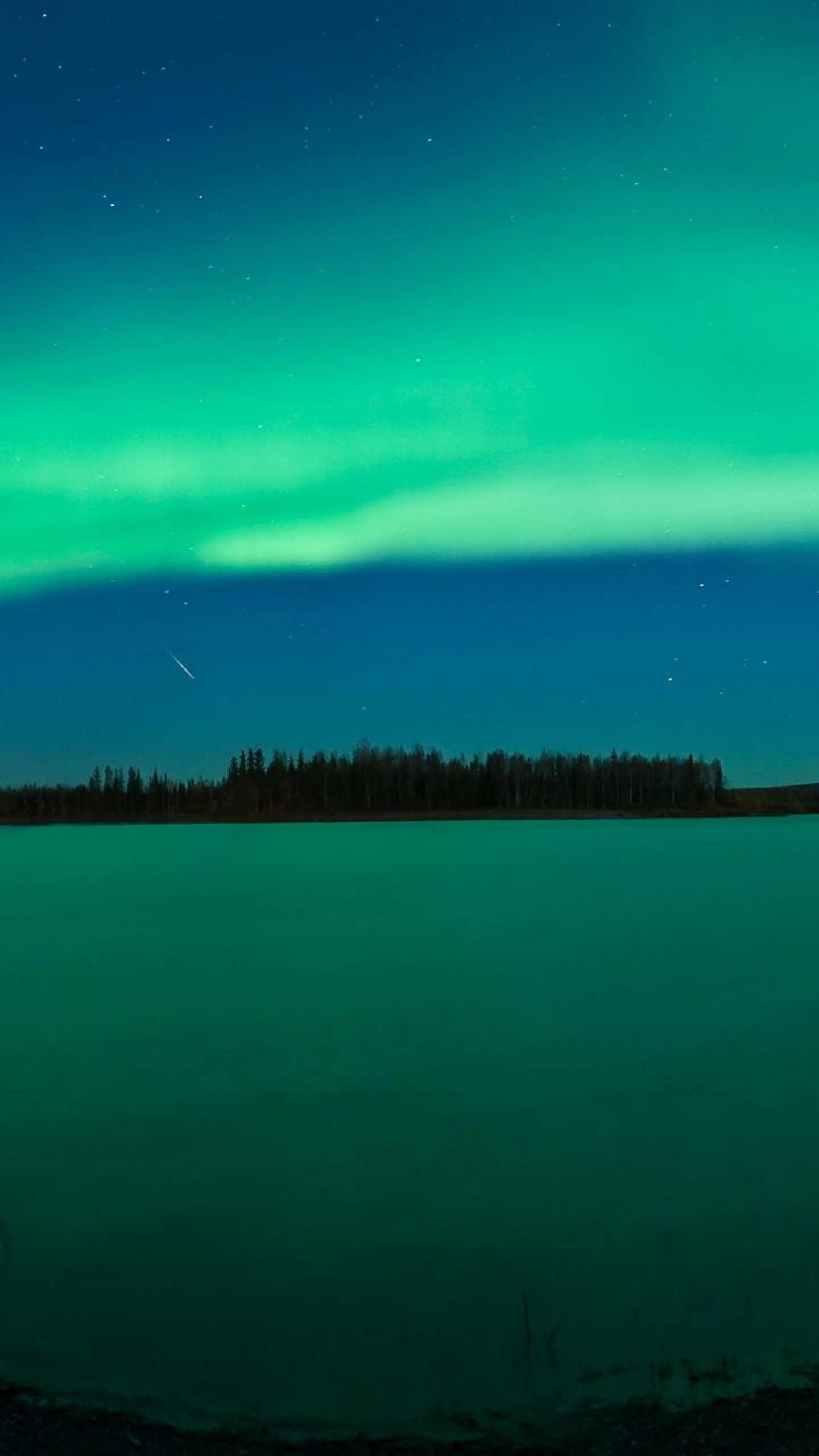 Aurora, Naturaleza, Verde, Azul, Reflexión. Wallpaper in 1440x2560 Resolution