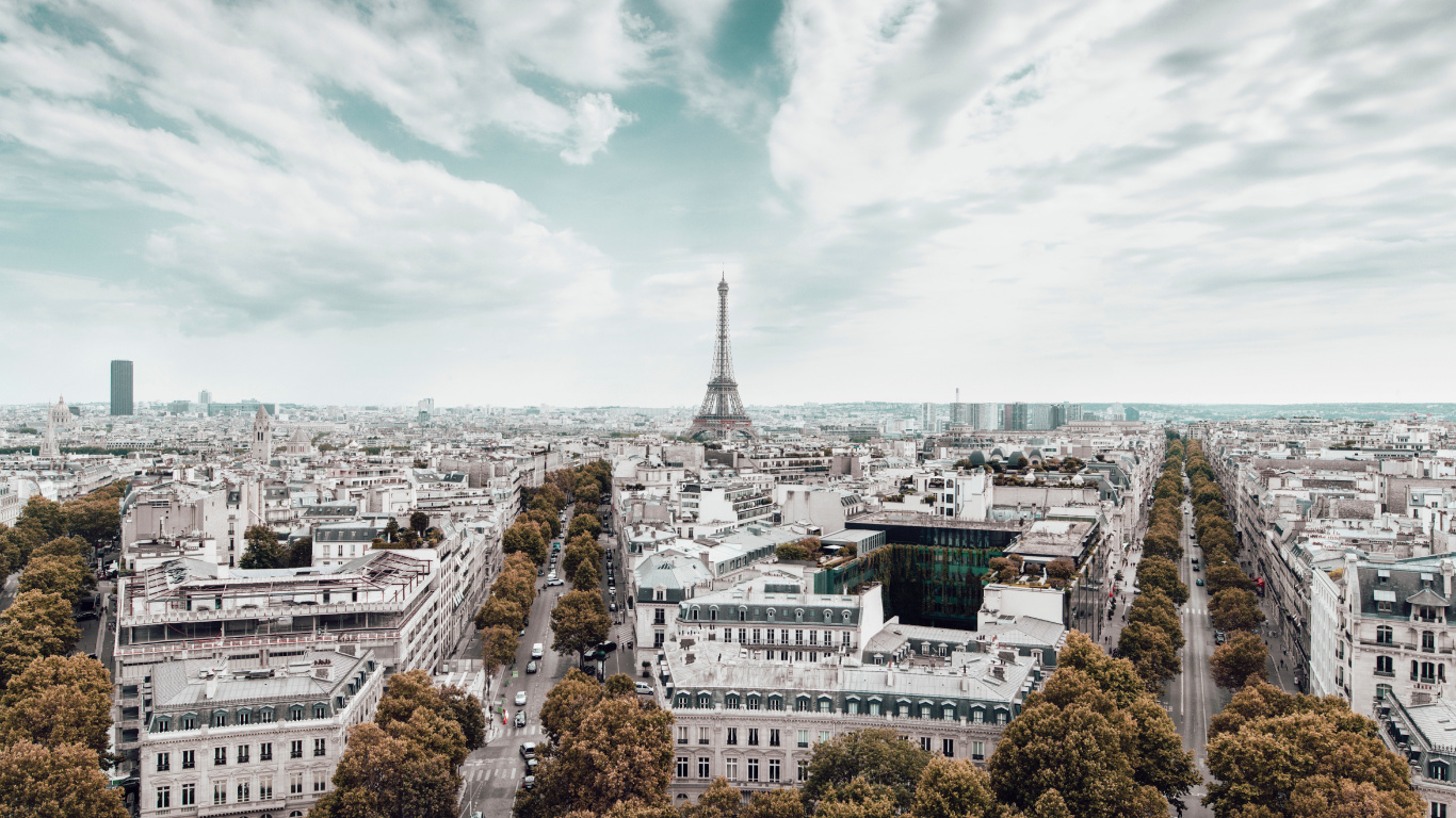 Tour Eiffel, Saint James Paris, Lituanie, Bâtiment, Paysage Urbain. Wallpaper in 1366x768 Resolution
