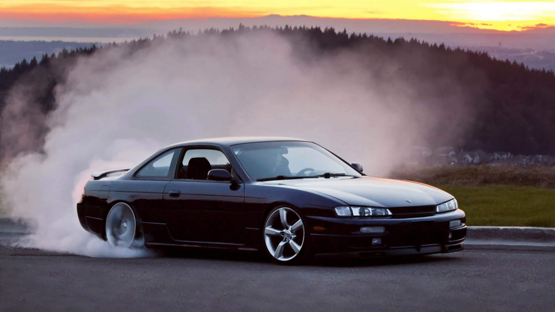 Black Mercedes Benz Coupe on Road. Wallpaper in 1920x1080 Resolution