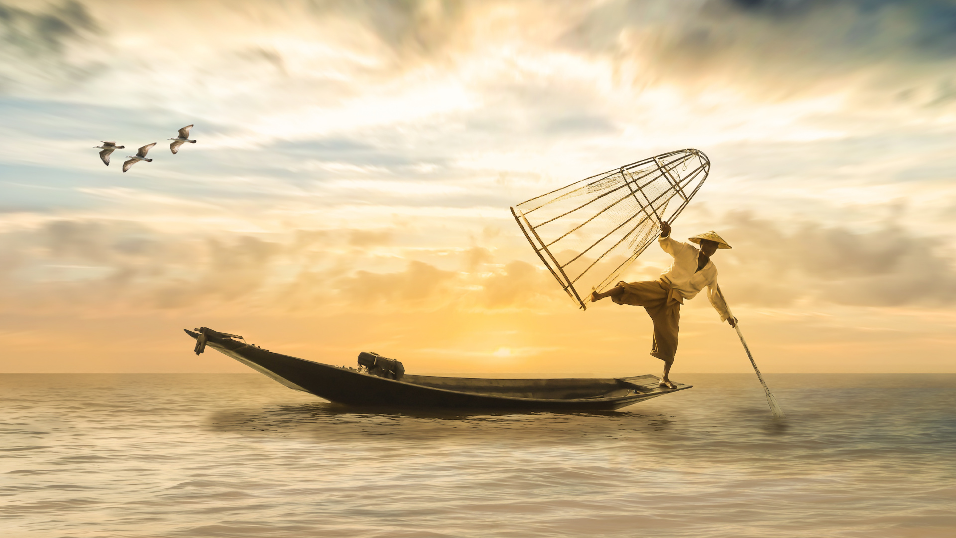 Fishing, Fisherman, Boat, Recreational Boat Fishing, Water Transportation. Wallpaper in 1920x1080 Resolution