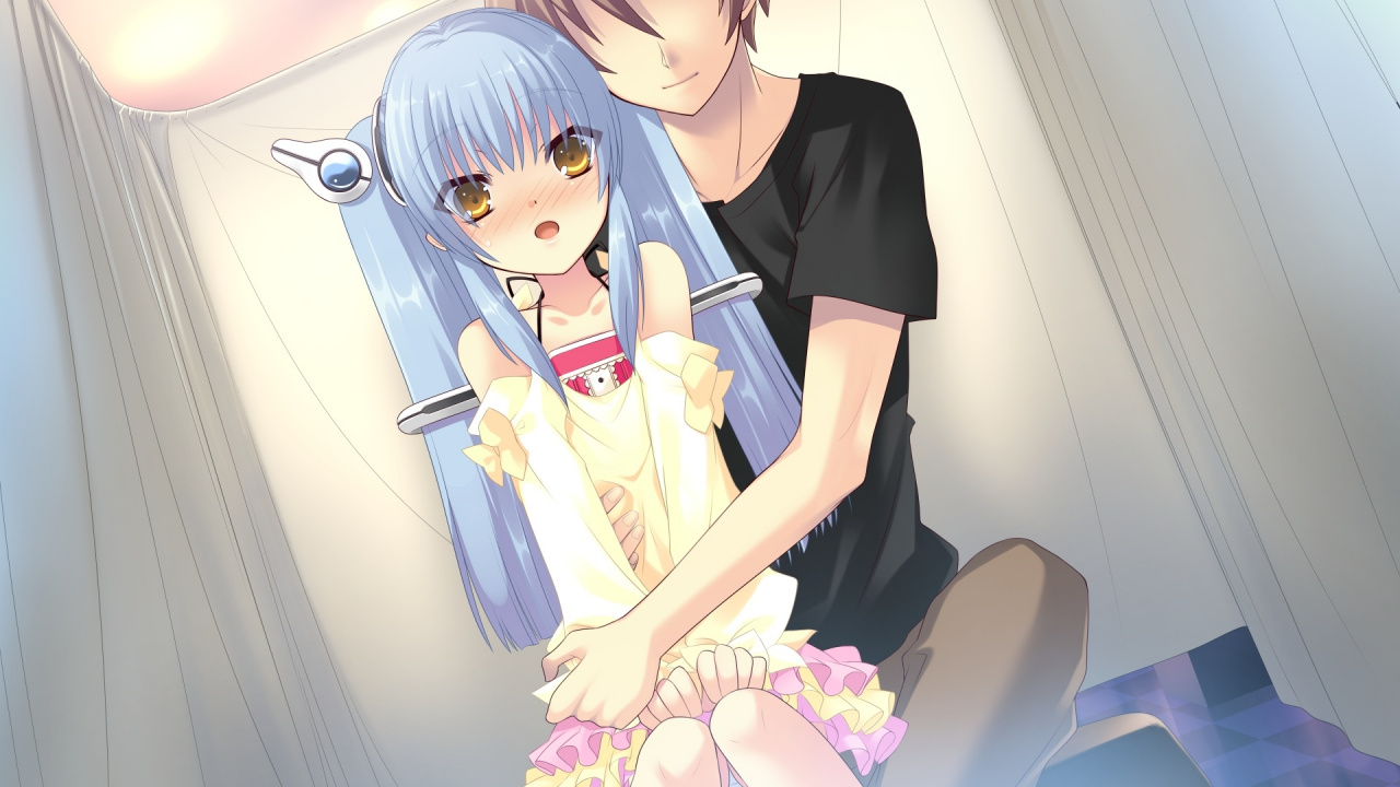 Mujer Con Camisa Negra Sosteniendo Una Niña Con Vestido Blanco Personaje de Anime. Wallpaper in 1280x720 Resolution