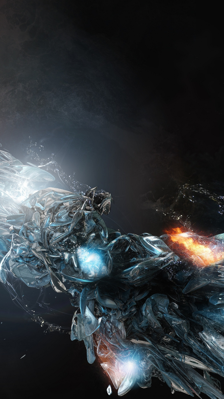 Schwarzer Und Weißer Rauch am Schwarzen Himmel. Wallpaper in 750x1334 Resolution