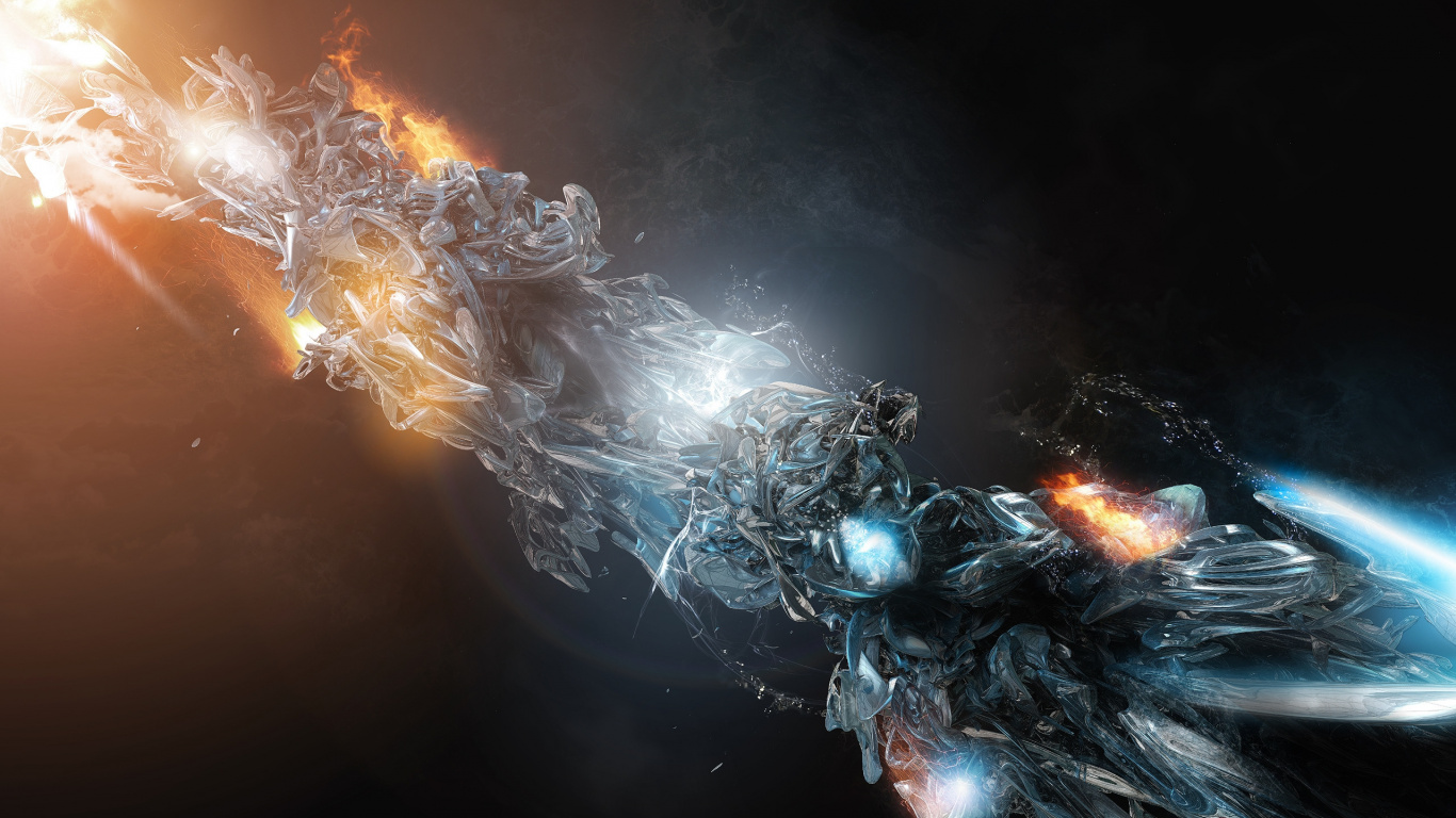 Black and White Smoke on Black Sky. Wallpaper in 1366x768 Resolution