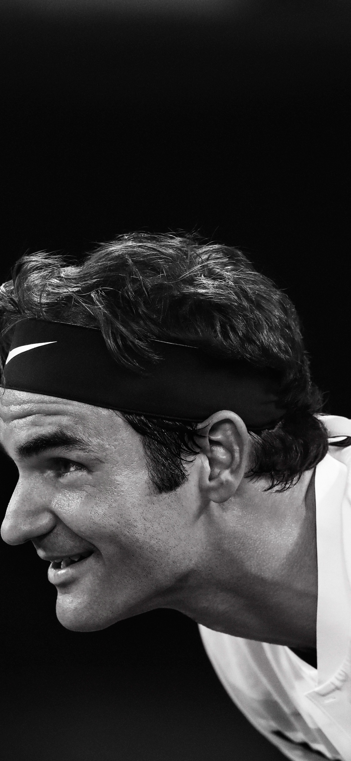 Grayscale Photo of Mans Face. Wallpaper in 1125x2436 Resolution