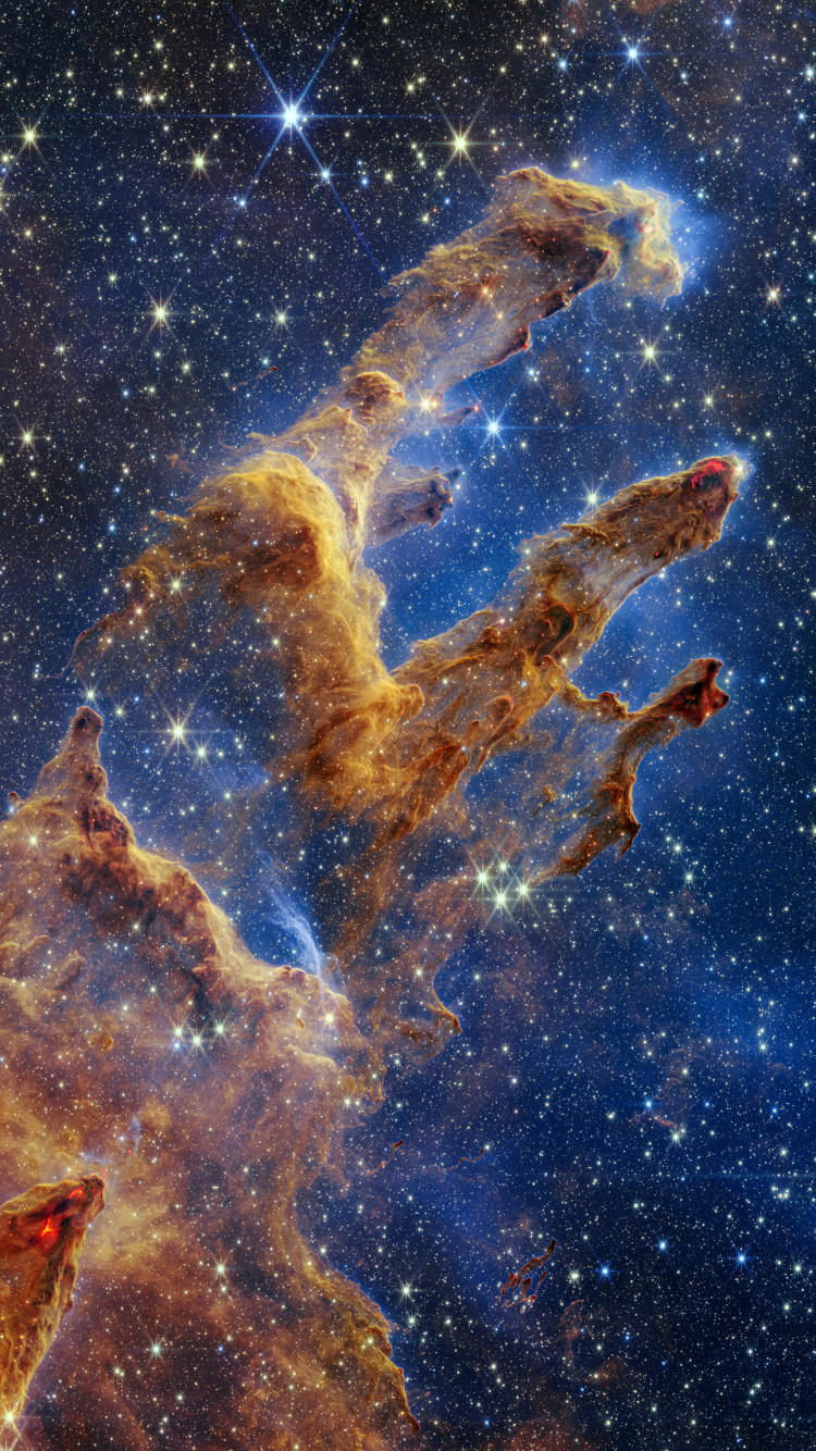 Webb Teleskop Säulen Der Schöpfung, Säulen Der Schöpfung, James-Webb-Weltraumteleskop, Weltraumteleskop, NASA. Wallpaper in 750x1334 Resolution
