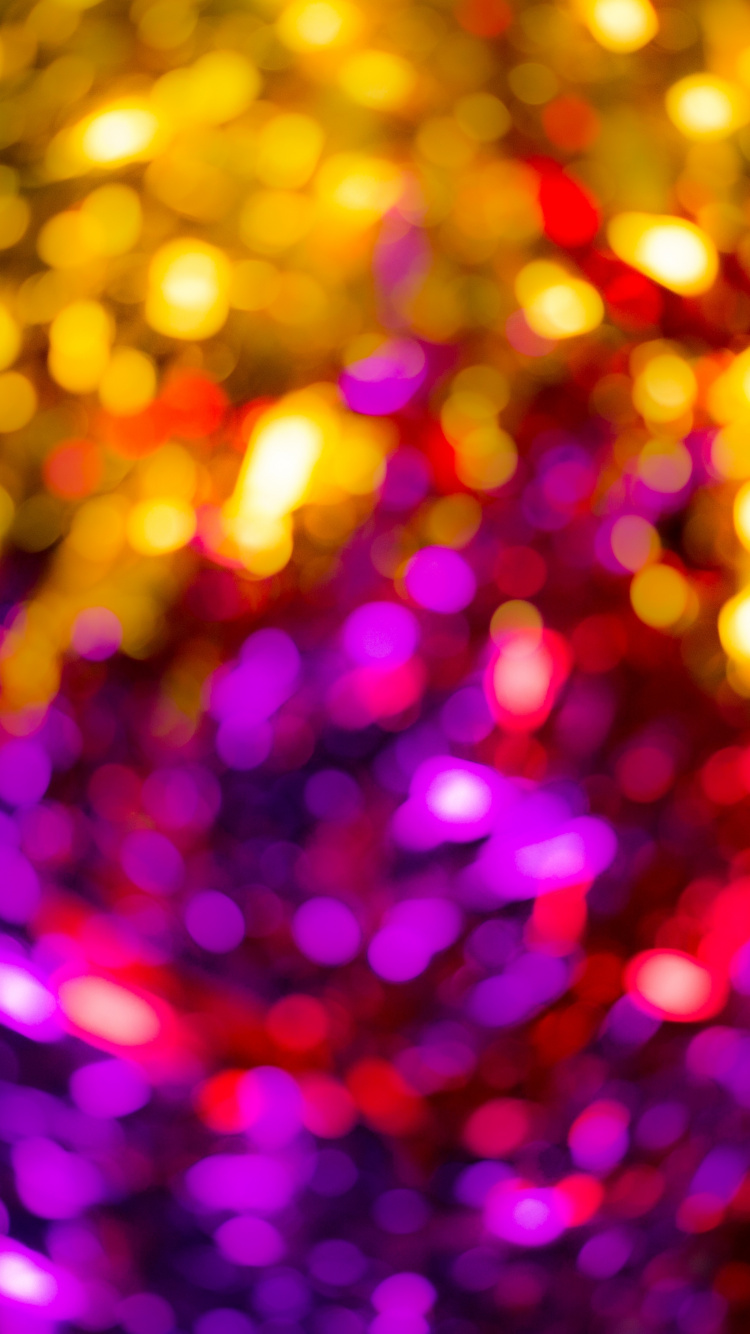 Lila Und Gelbes Helles Bokeh. Wallpaper in 750x1334 Resolution