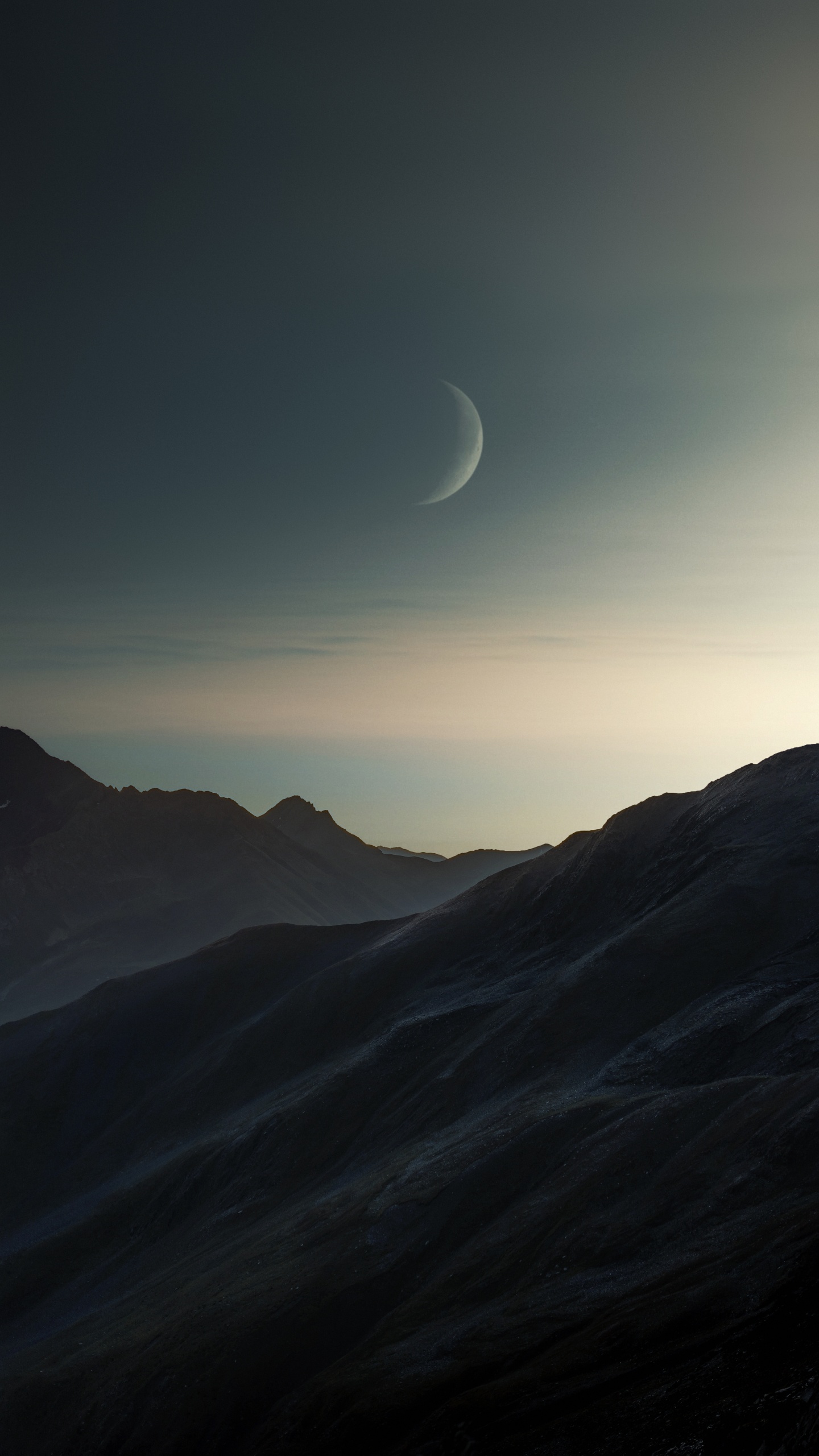 Atmosphere, Cloud, Moon, Mountain, Sunlight. Wallpaper in 1440x2560 Resolution