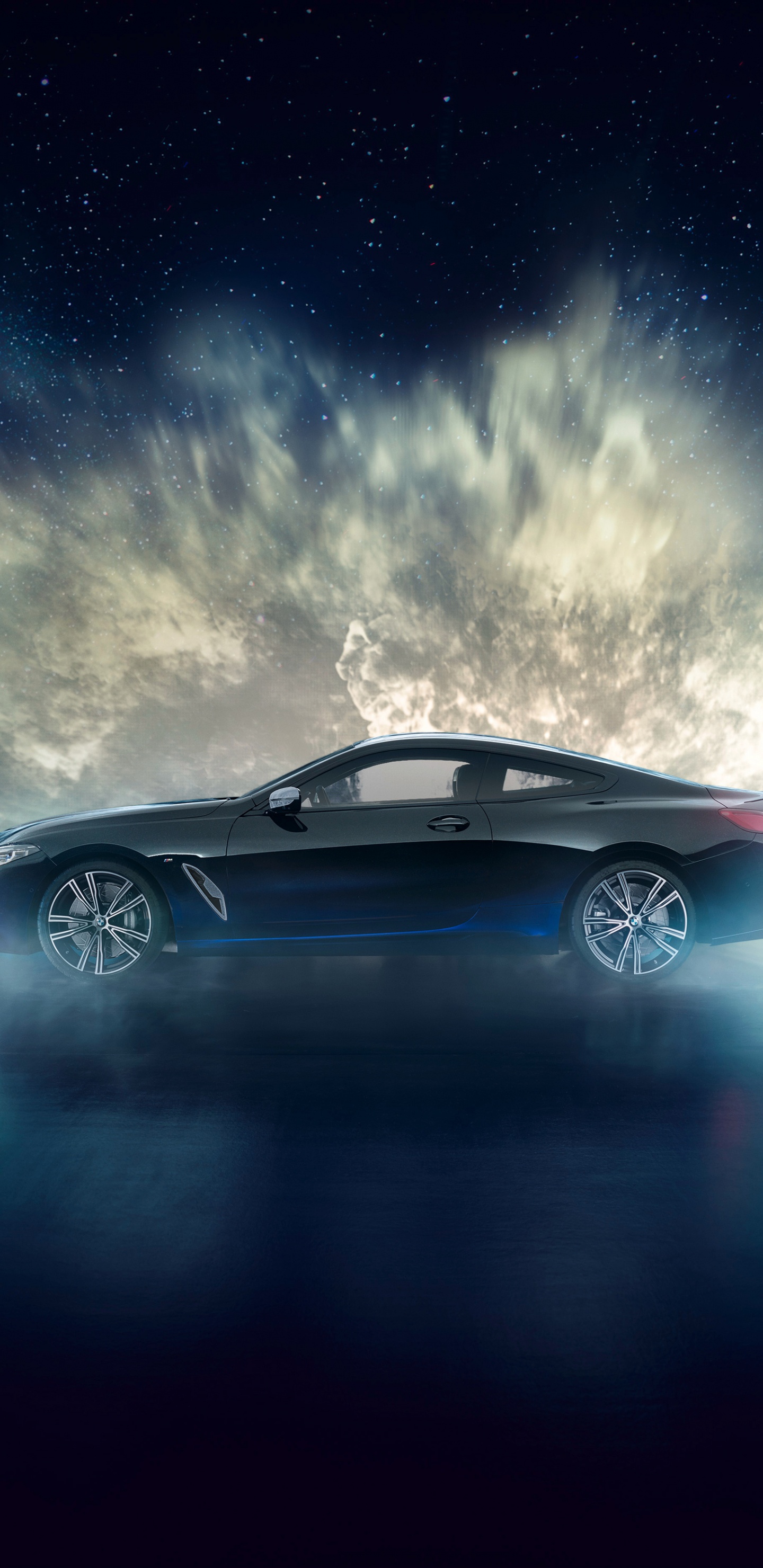 Black Coupe Under Blue Sky. Wallpaper in 1440x2960 Resolution