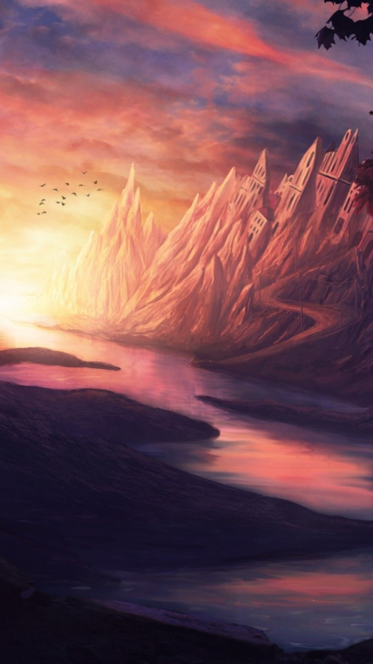 Soleil Couchant Sur Les Nuages. Wallpaper in 750x1334 Resolution