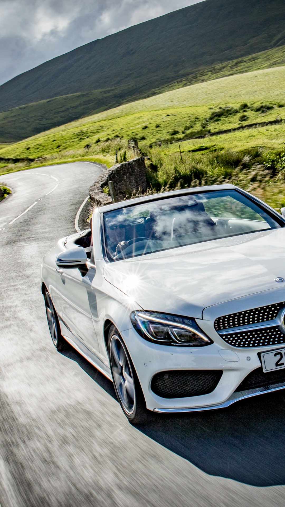 White Mercedes Benz Coupe on Road During Daytime. Wallpaper in 1080x1920 Resolution