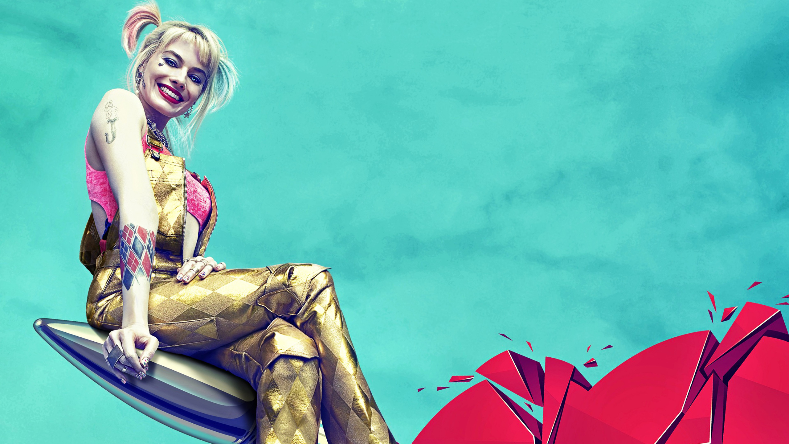 Cathy Yan, Harley Quinn Greifvögel, Schwarze Maske, Harley Quinn, Film-poster. Wallpaper in 2560x1440 Resolution