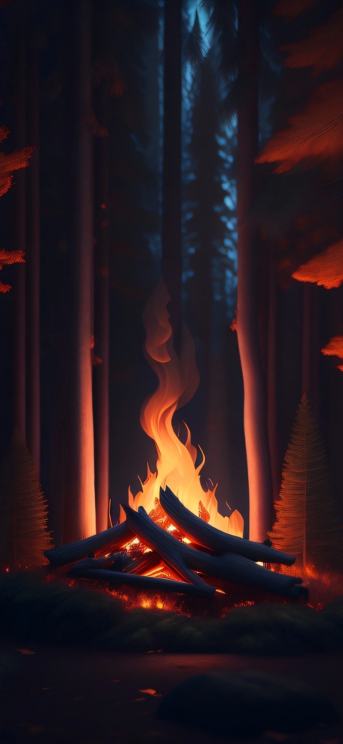 Hitze, Flamme, Feuer, Baum, Gas. Wallpaper in 1125x2436 Resolution