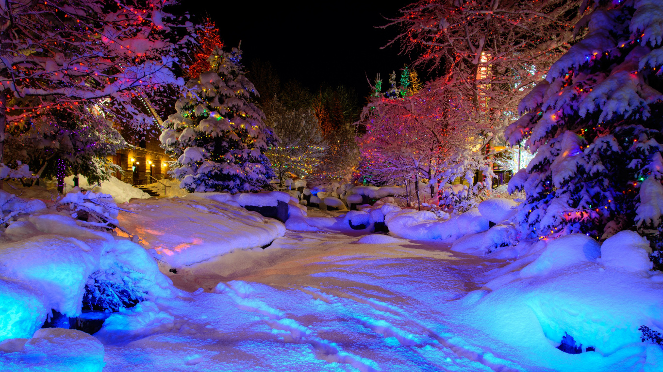 冬天, 性质, 光, 冻结, 圣诞老人 壁纸 1366x768 允许