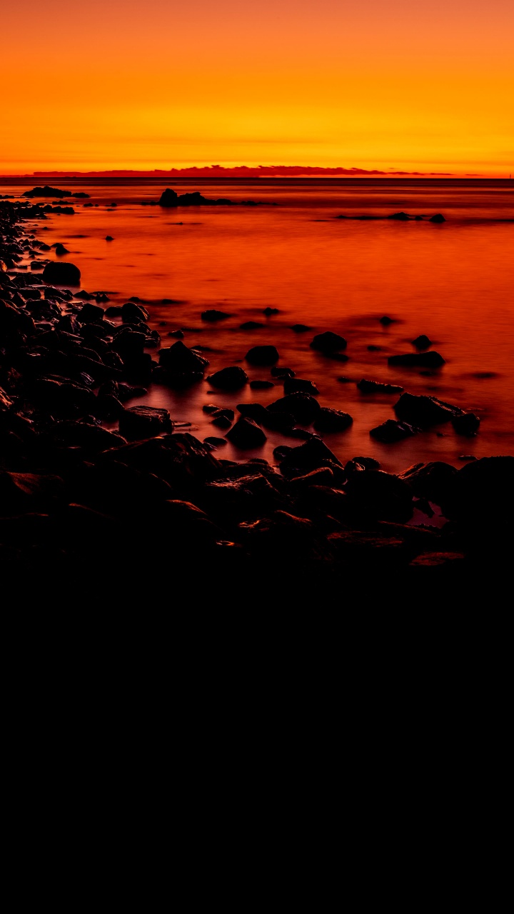Sonnenuntergang, Wasser, Wasserressourcen, Orange, Naturlandschaft. Wallpaper in 720x1280 Resolution