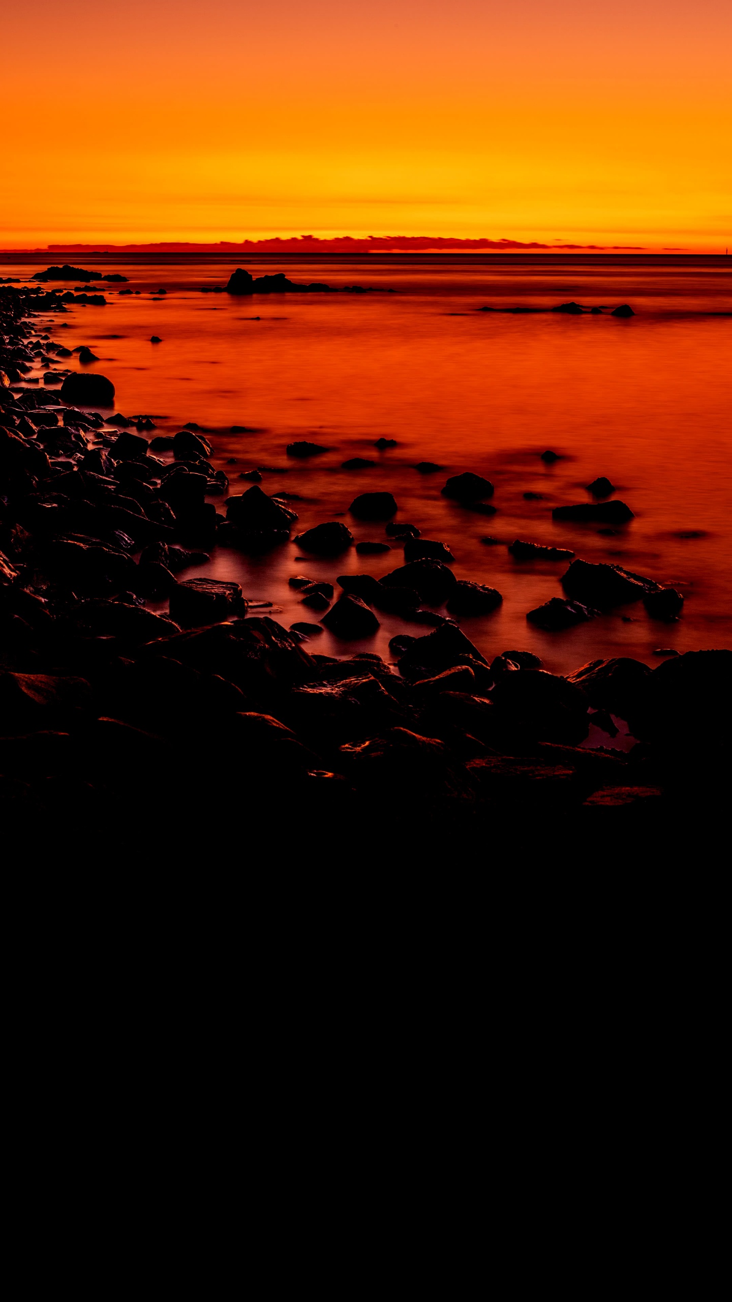 Sunset, Water, Water Resources, Orange, Natural Landscape. Wallpaper in 1440x2560 Resolution