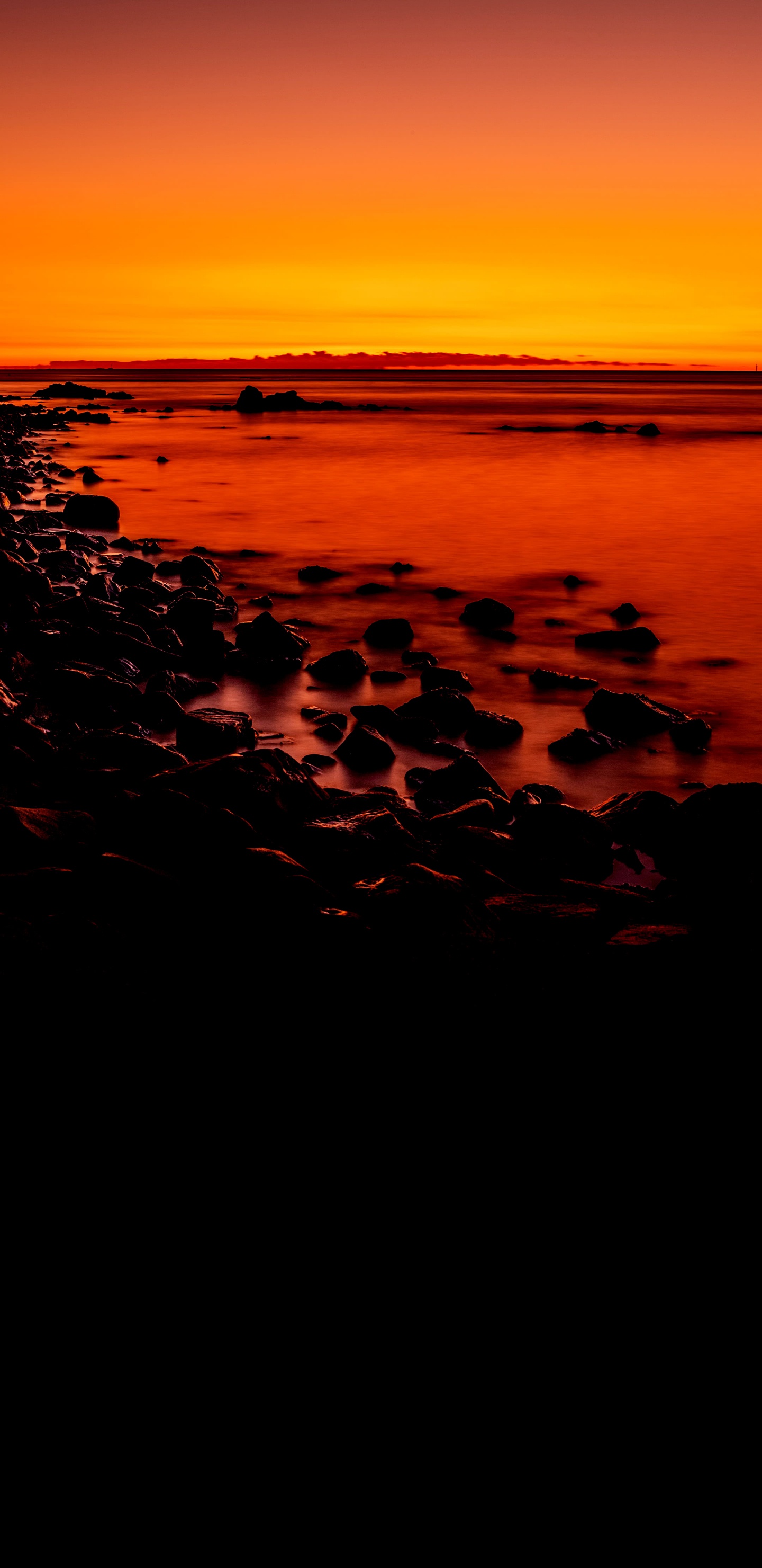 Sunset, Water, Water Resources, Orange, Natural Landscape. Wallpaper in 1440x2960 Resolution