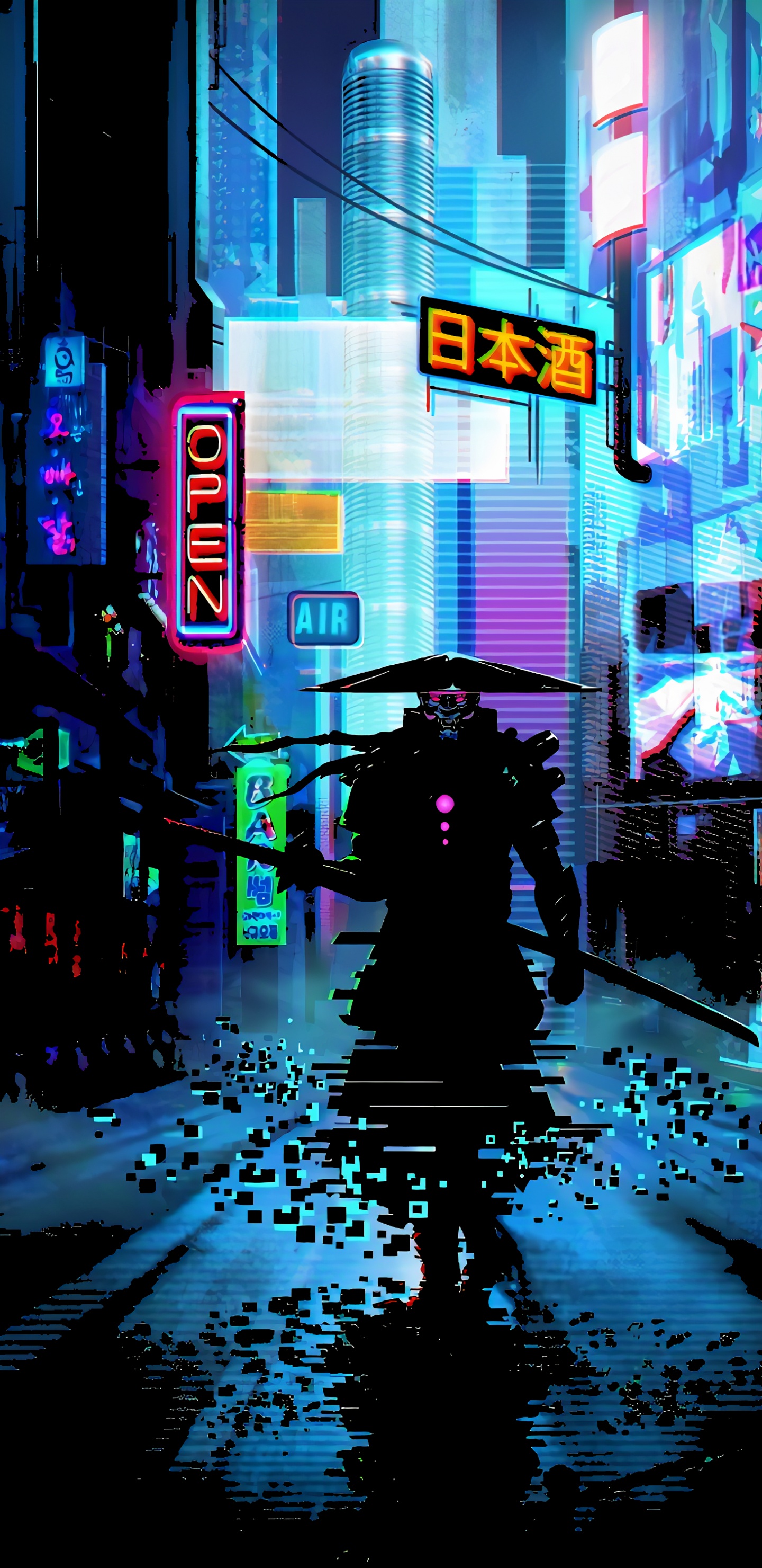 Futurist Samurai, Samurai, Art, Samurai Wall Art, Anime Art. Wallpaper in 1440x2960 Resolution