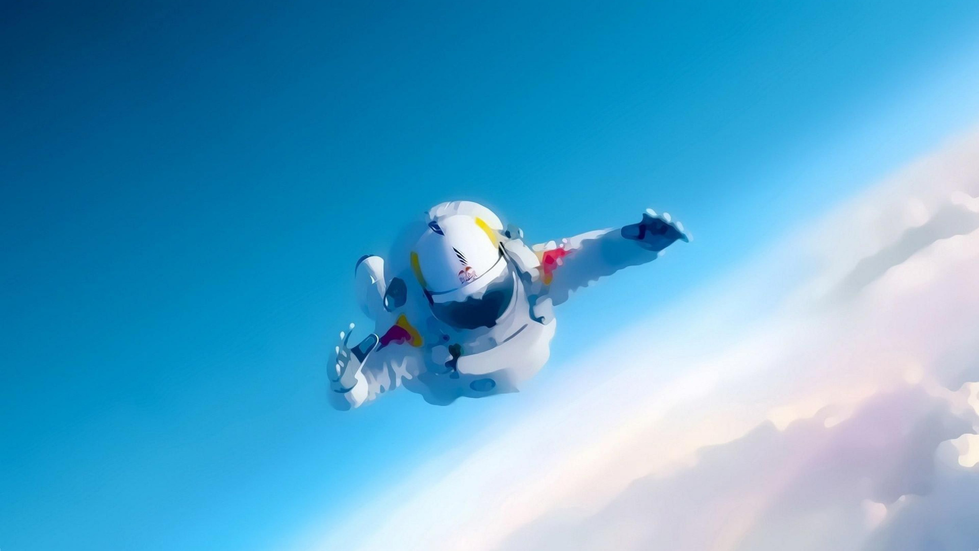 Robot Blanco y Rojo Volando en el Cielo. Wallpaper in 1920x1080 Resolution