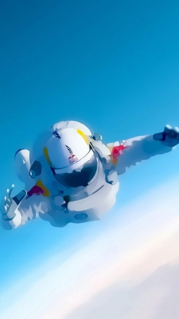 Robot Blanco y Rojo Volando en el Cielo. Wallpaper in 720x1280 Resolution