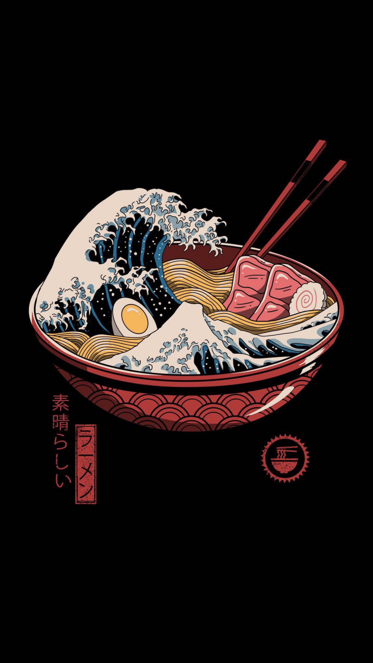 Tolle Ramen-Welle, T-shirt, Ramen-Wave-Restaurant, Kunst, Geschirr. Wallpaper in 750x1334 Resolution