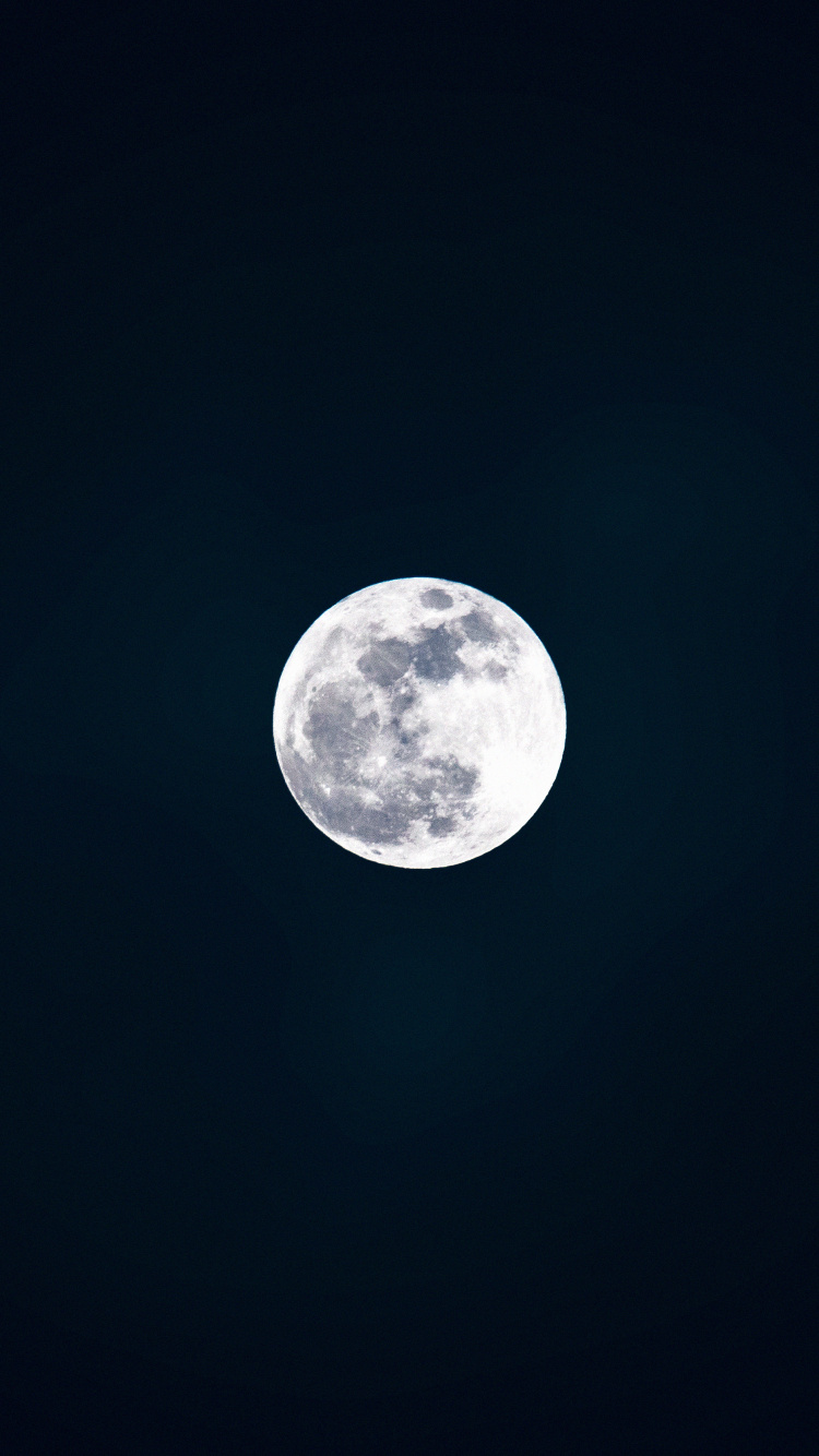 Vollmond am Dunklen Nachthimmel. Wallpaper in 750x1334 Resolution
