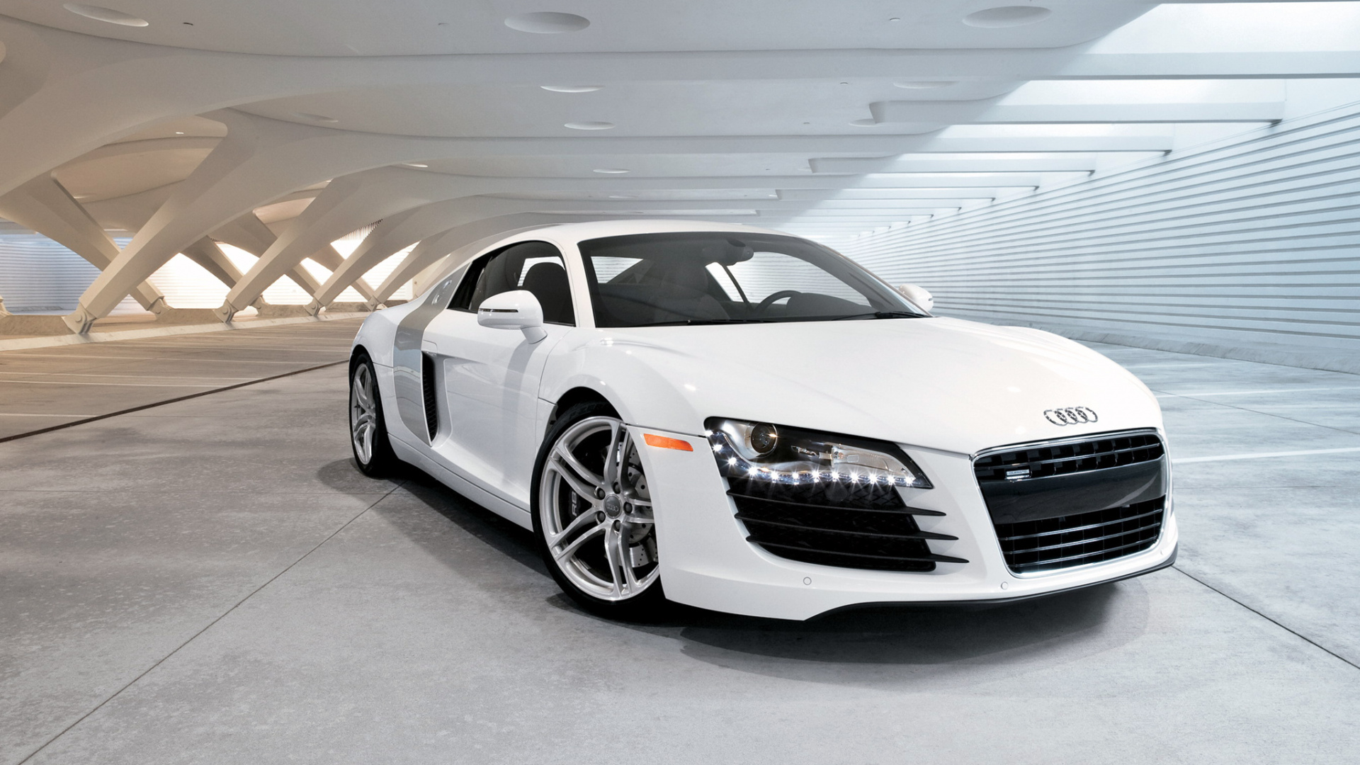 White Audi r 8 Parked in Garage. Wallpaper in 1920x1080 Resolution