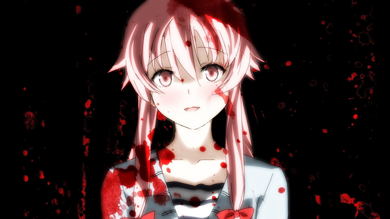 Girl in Red and White Floral Dress Anime Character. Wallpaper in 1366x768 Resolution
