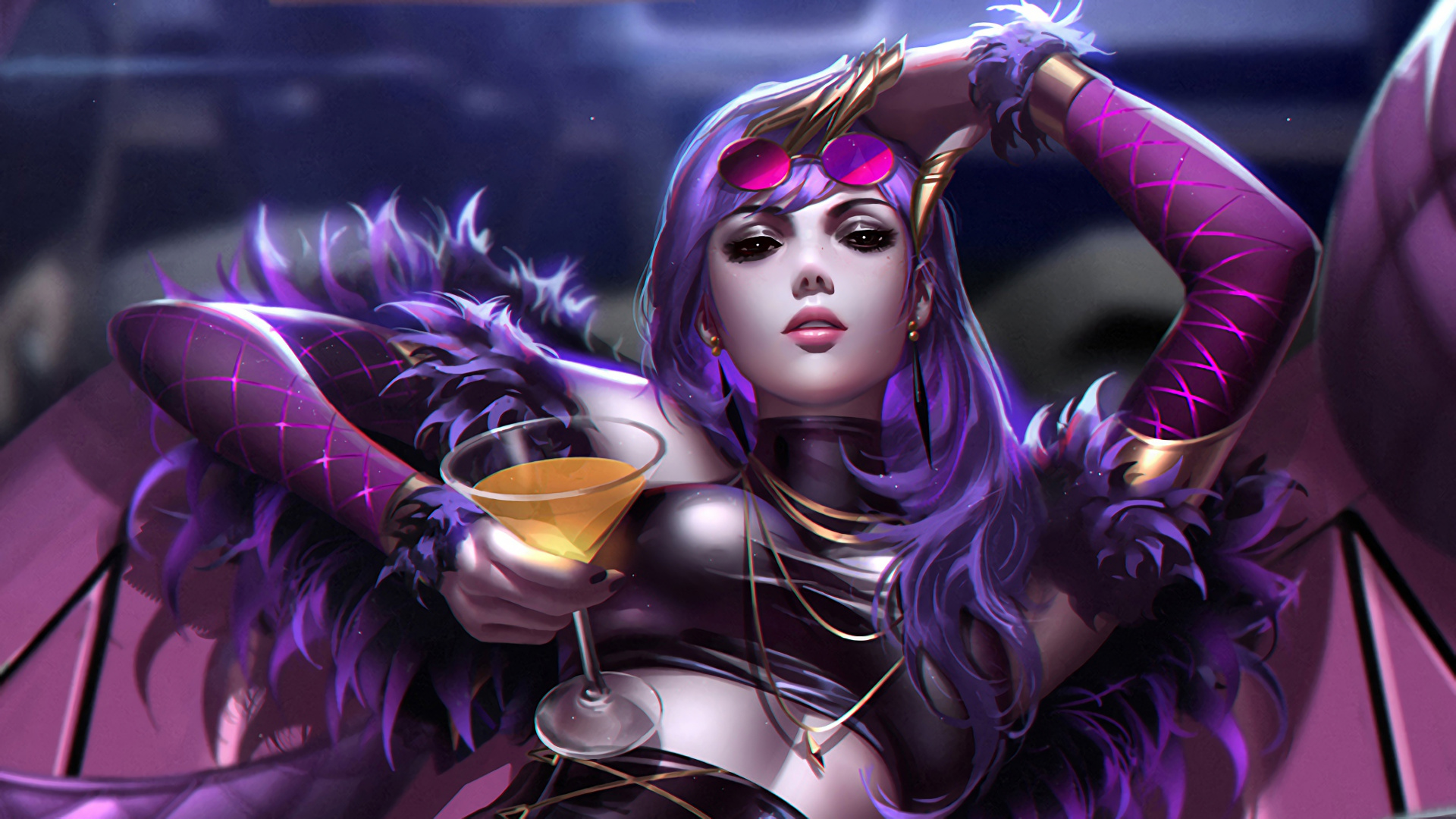 Kda Evelynn, League of Legends, K DA, Violette, Purple. Wallpaper in 1920x1080 Resolution