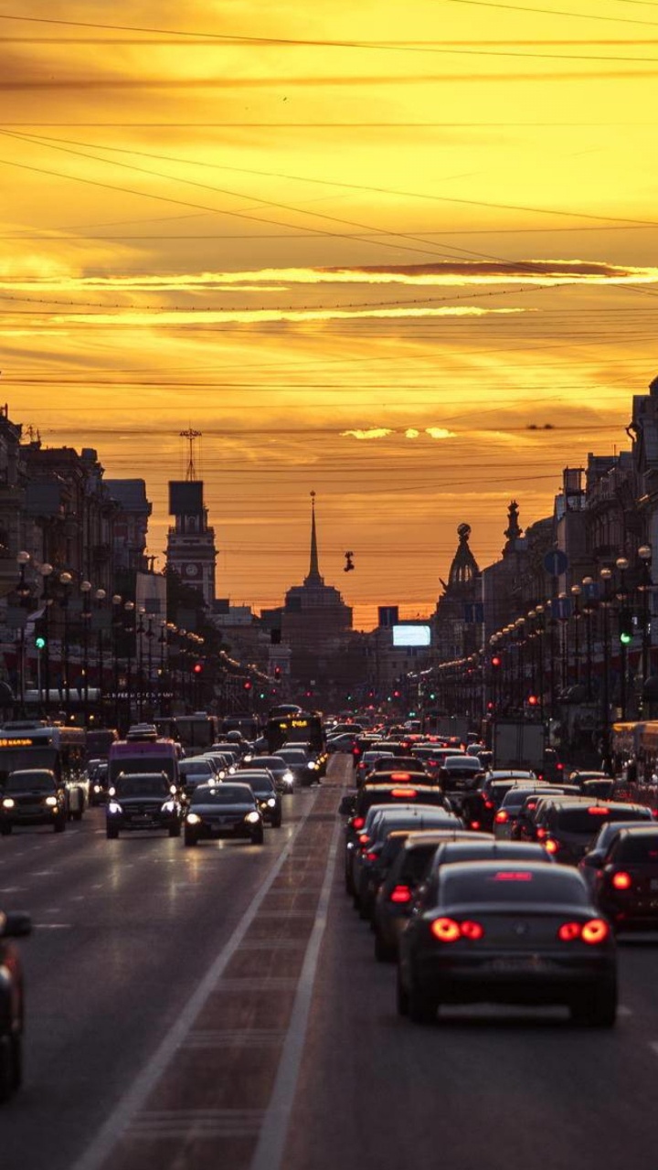 Cars on Road During Sunset. Wallpaper in 720x1280 Resolution