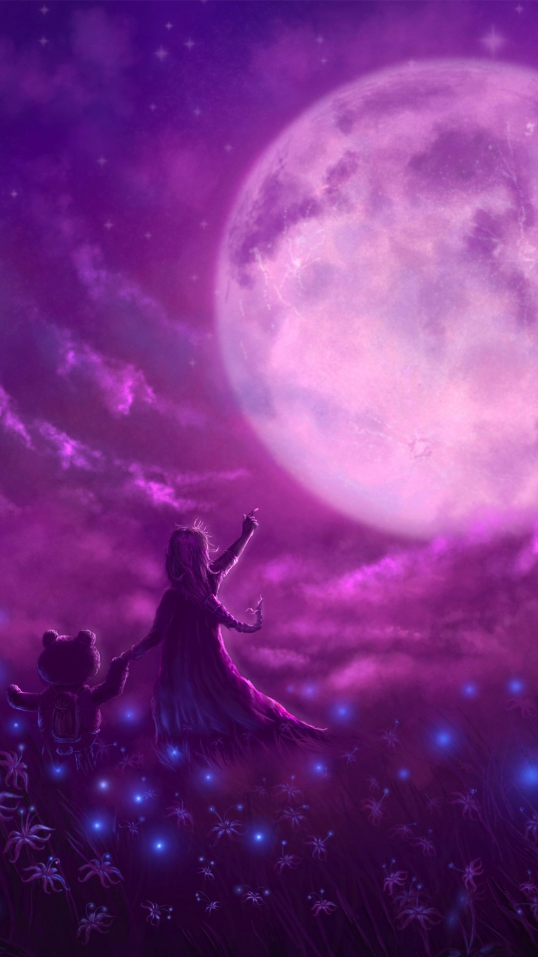 Purple and Blue Galaxy Illustration. Wallpaper in 1080x1920 Resolution