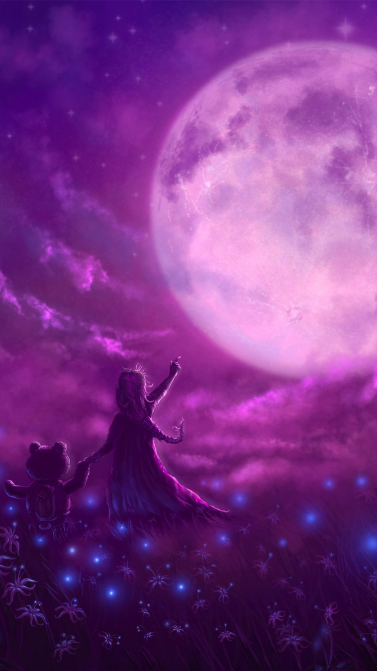 Purple and Blue Galaxy Illustration. Wallpaper in 750x1334 Resolution