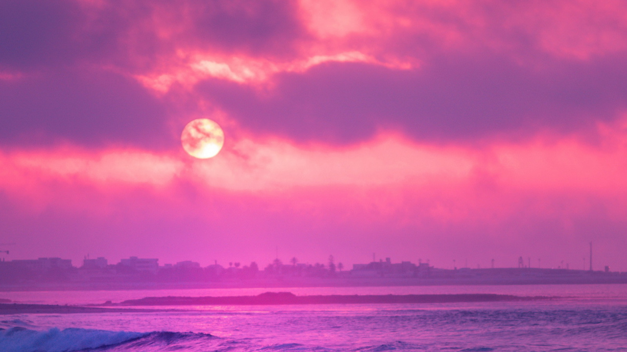 Surferparadies Strand, Strand, Sonnenuntergang, Natur, Meer. Wallpaper in 1280x720 Resolution