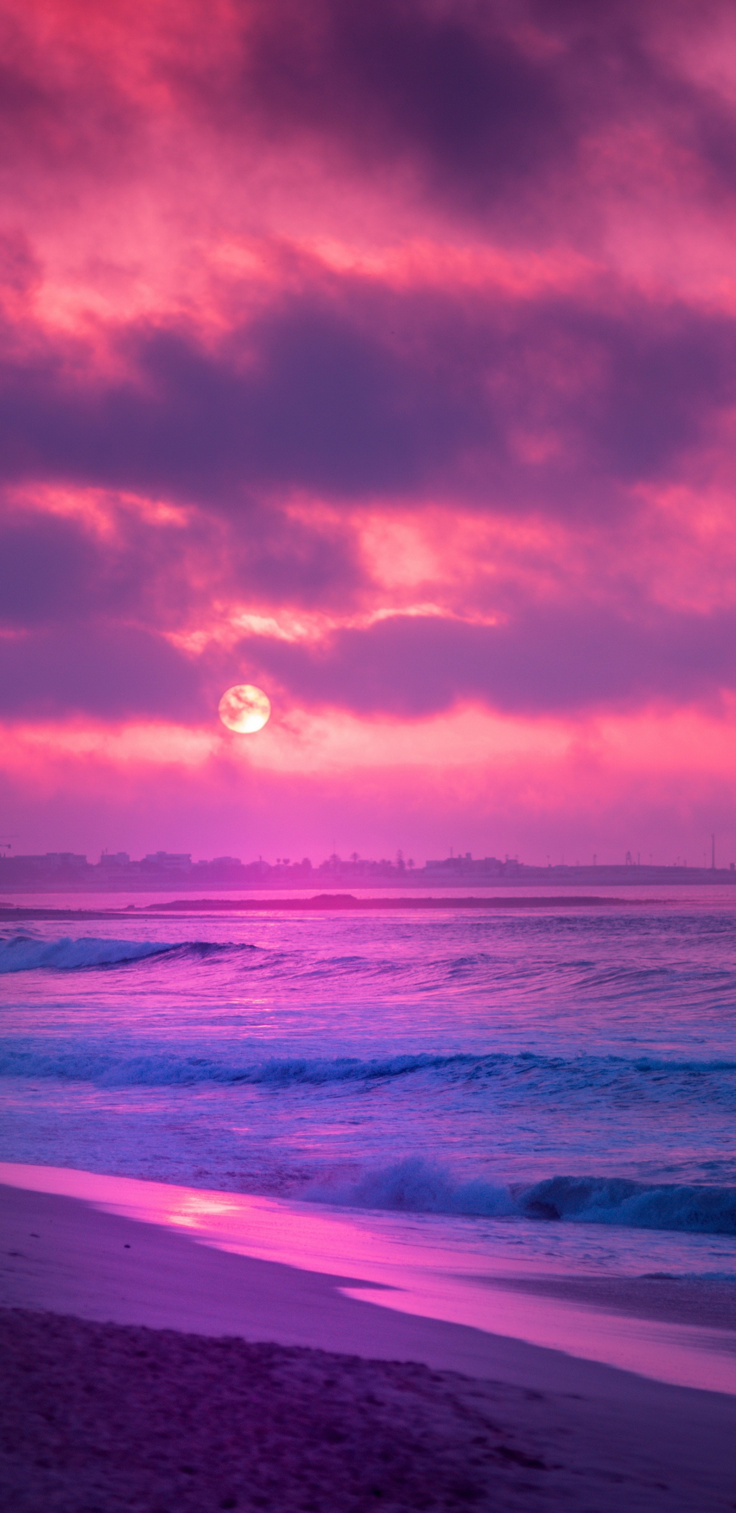 Surferparadies Strand, Strand, Sonnenuntergang, Natur, Meer. Wallpaper in 1440x2960 Resolution