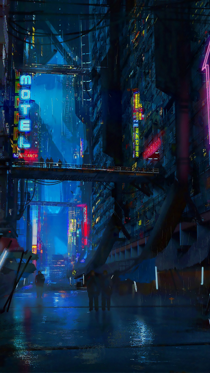 庞克2077, 庞克, 科幻小说, 数码艺术, 紫色的 壁纸 720x1280 允许