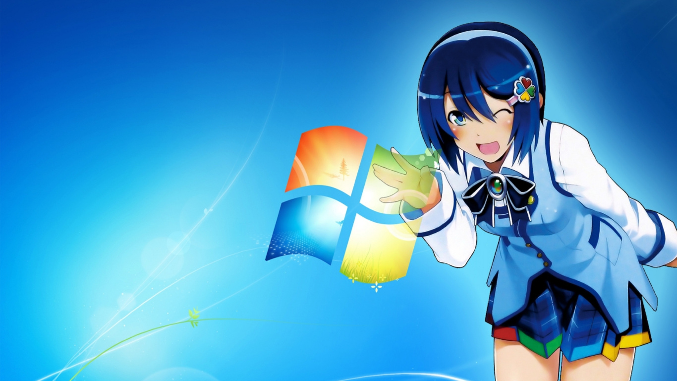 Woman in Blue and White School Uniform Anime Character. Wallpaper in 1366x768 Resolution