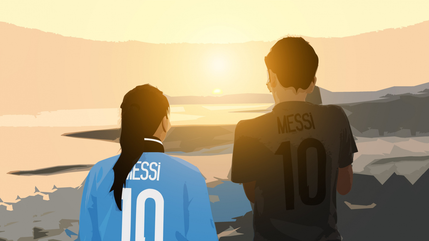 Mann im Blauen Hemd, Der Bei Sonnenuntergang Neben Einem Mann im Schwarzen Hemd Steht Shirt. Wallpaper in 1366x768 Resolution