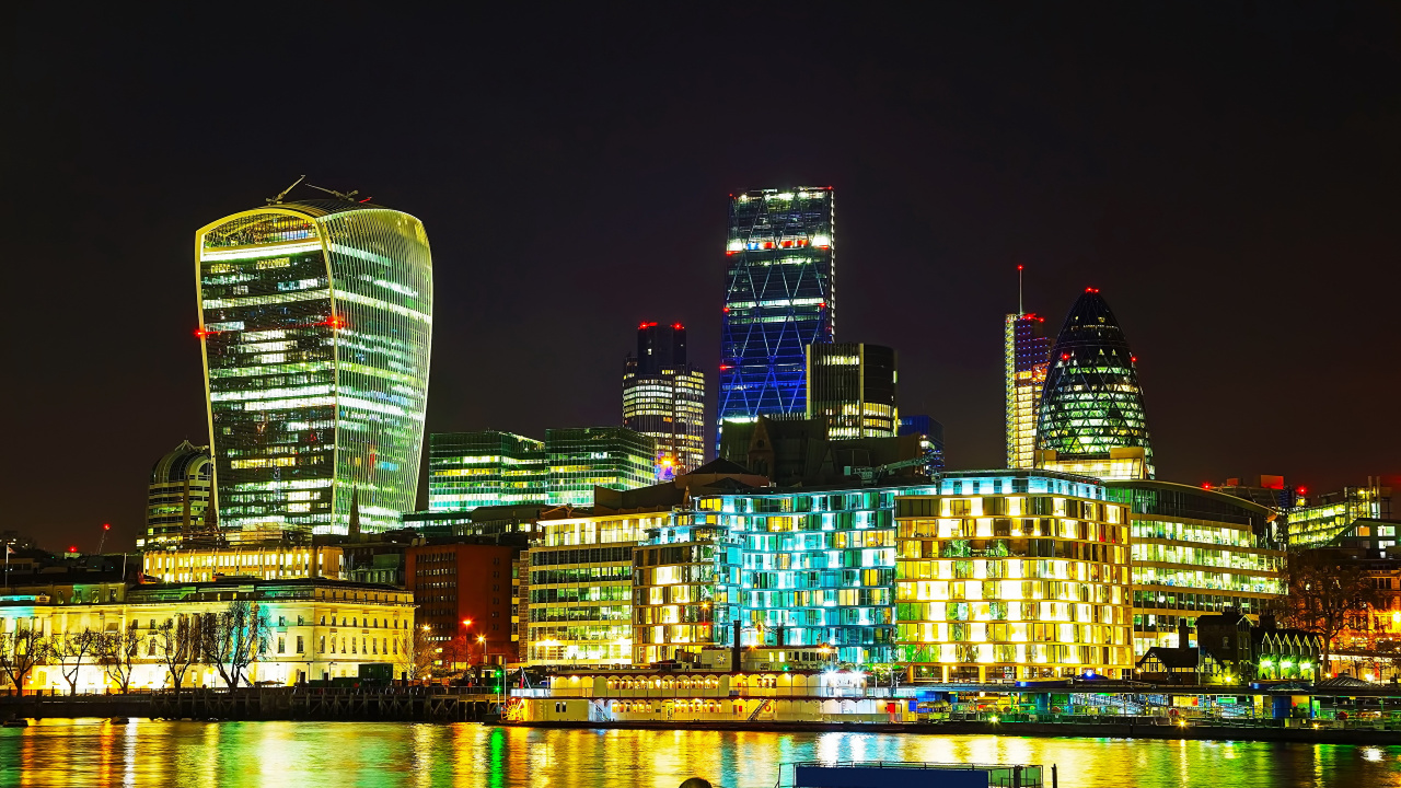 City Skyline During Night Time. Wallpaper in 1280x720 Resolution