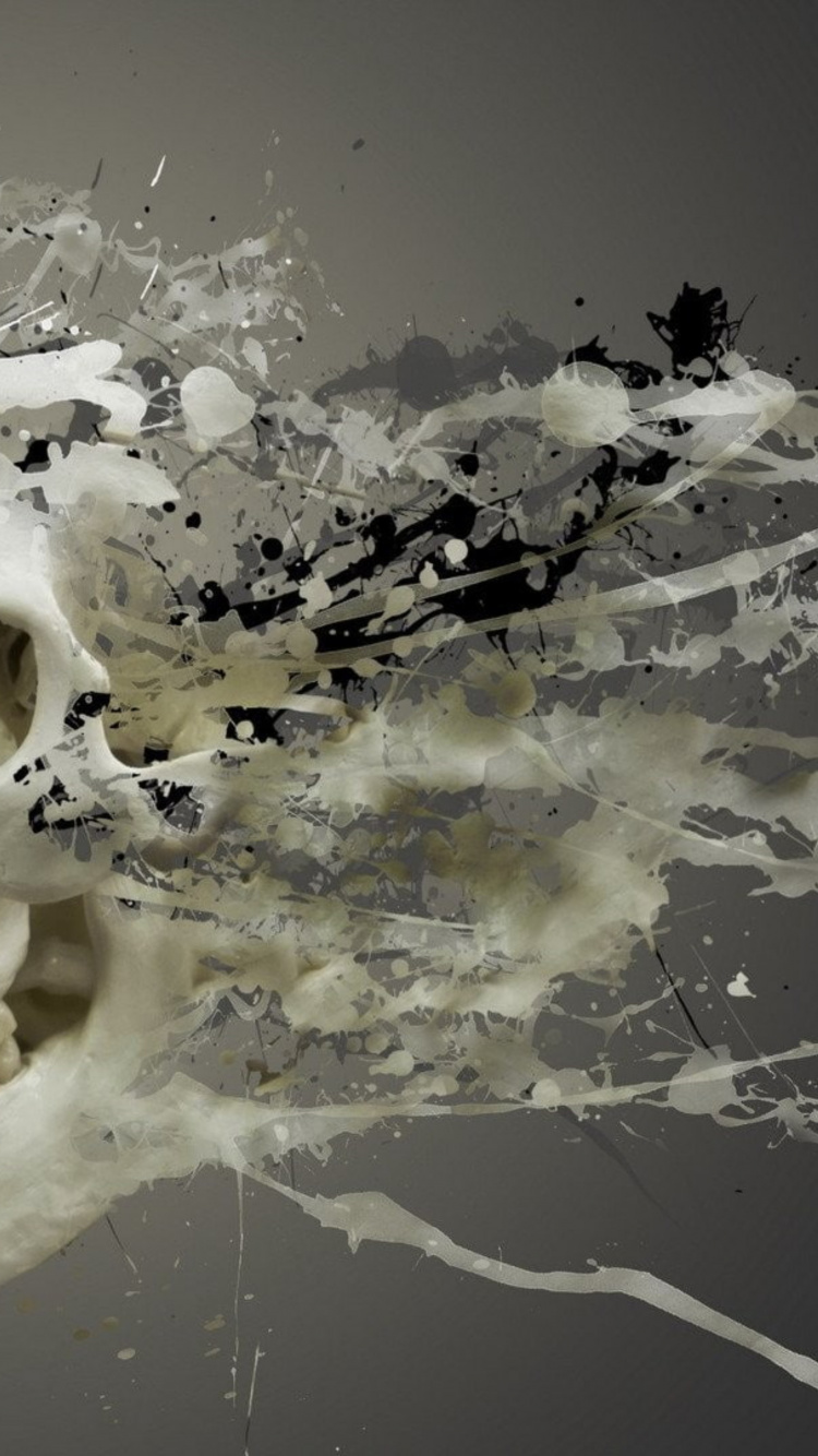 Disintegrating Skull, Bone, Art, Skull, Eyelash. Wallpaper in 750x1334 Resolution