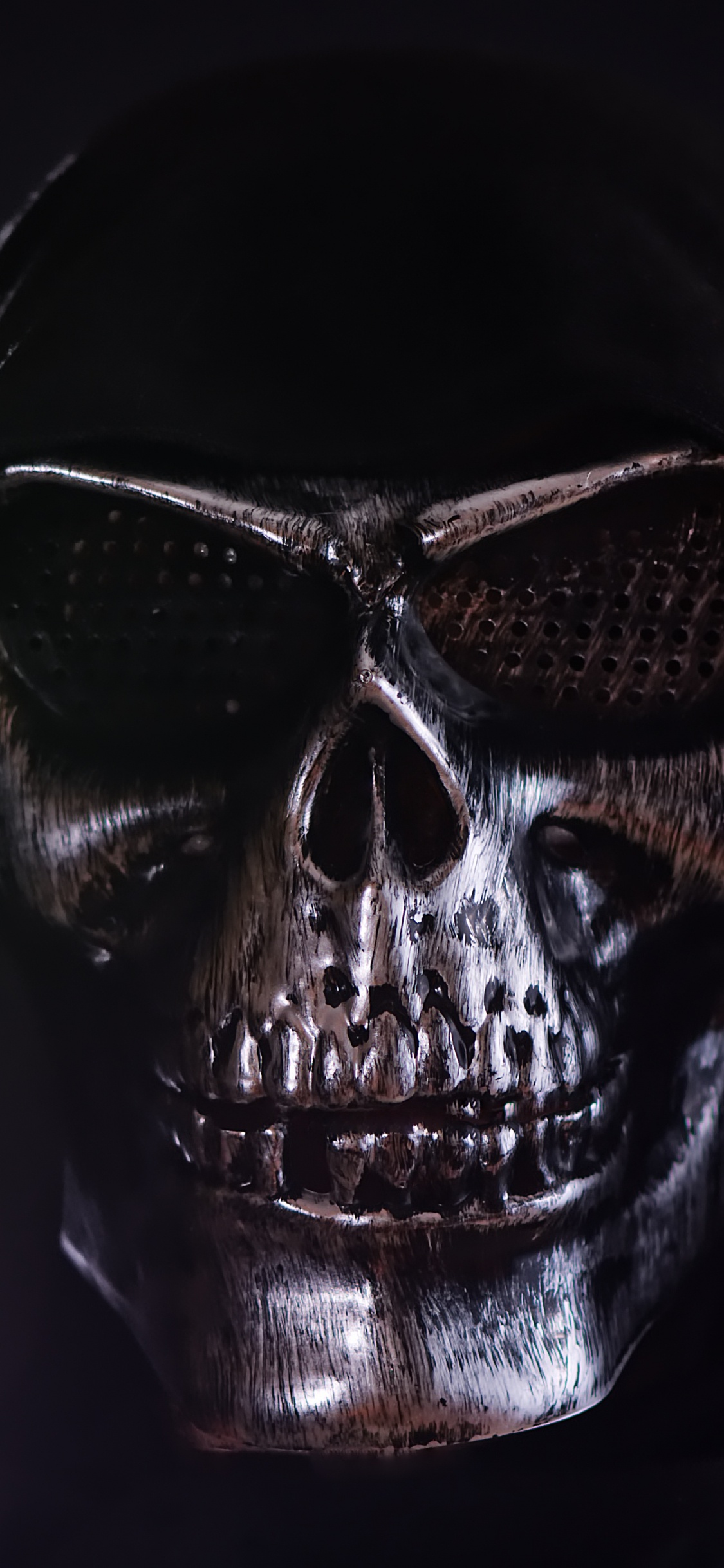Masque de Crâne Noir et Argent. Wallpaper in 1125x2436 Resolution